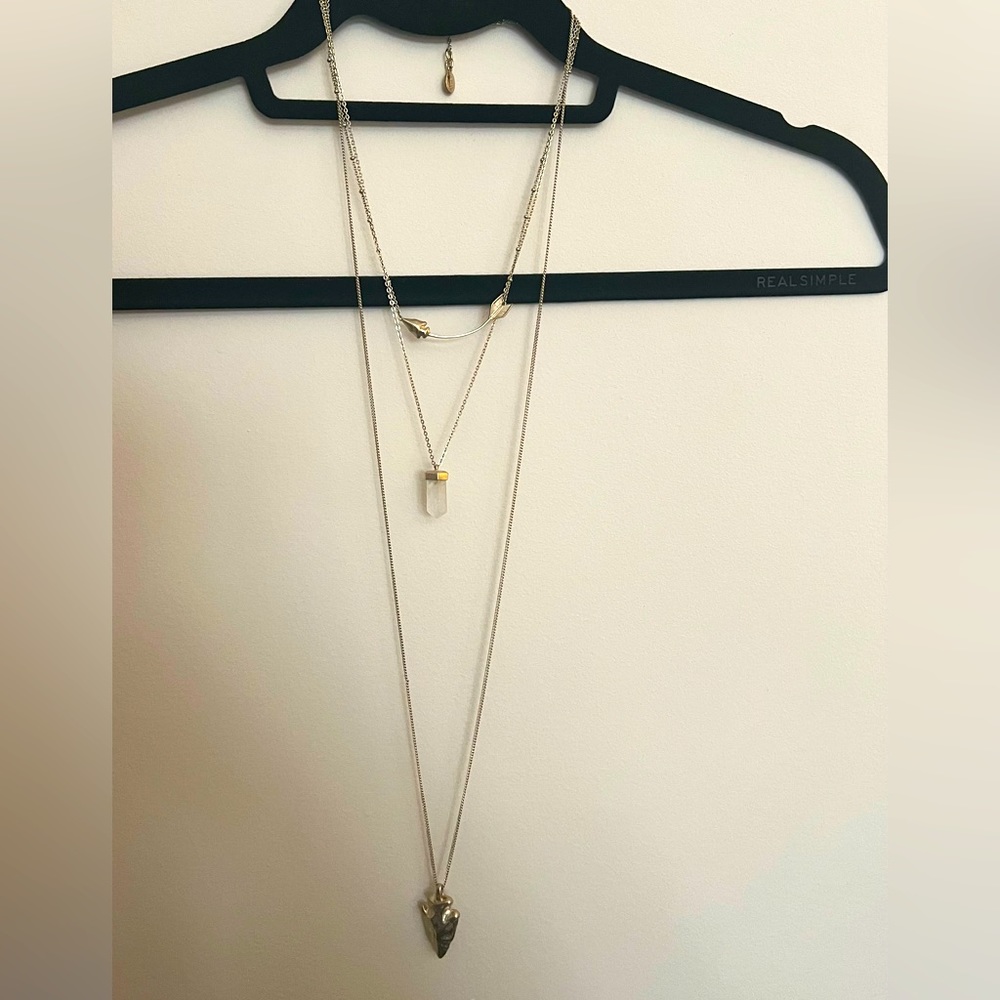 3 Set Jade and Jasper Gold Pendant Necklace